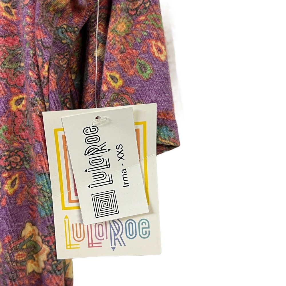 LuLaRoe Irma Tunic Top XXS Multi-color Floral Oversized Hi-Lo Boho Vibrant‎ NEW - Picture 3 of 11